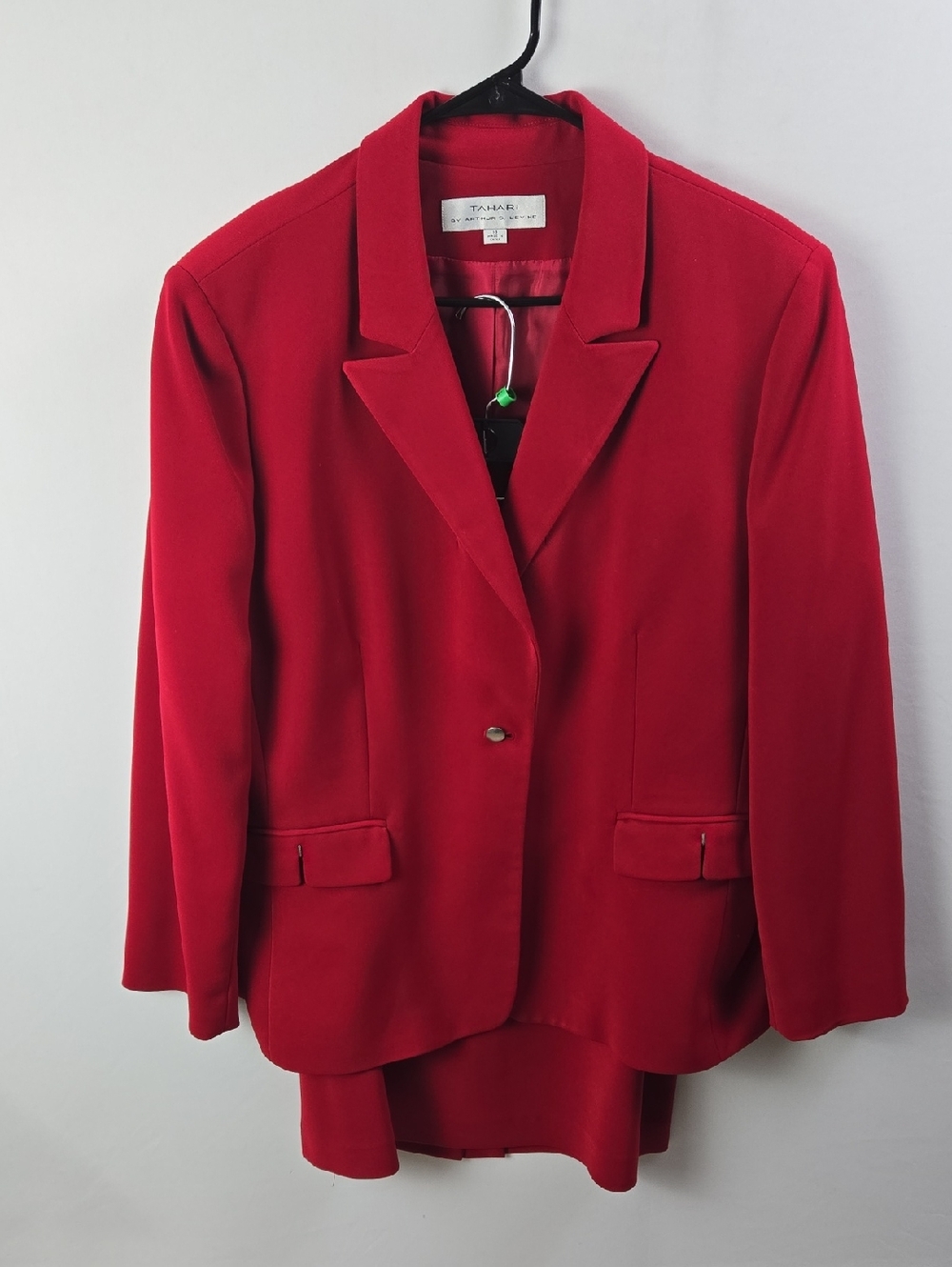 Tahari ASL  Red One Button Blazer Skirt Suit Sz 18 Career Professional Church